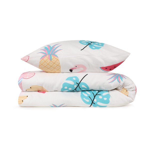 Fehér-rózsaszín egyszemélyes gyerek ágyneműhuzat 140x200 cm Kokteyl – Mijolnir