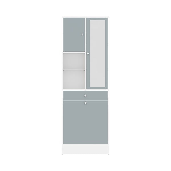 Fehér-szürke fürdőszoba szekrény 63x181 cm Combi – TemaHome