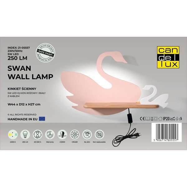 Fehér-rózsaszín gyerek lámpa Swan – Candellux Lighting-image-4