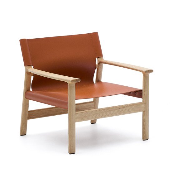 Konyakbarna bőr fotel Jan – Kave Home