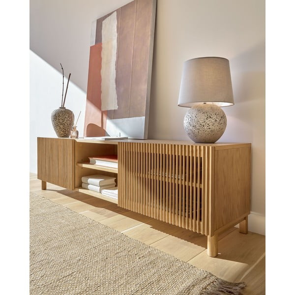 Natúr színű TV-állvány tölgyfa dekorral 180x50 cm Beyla – Kave Home-image-3