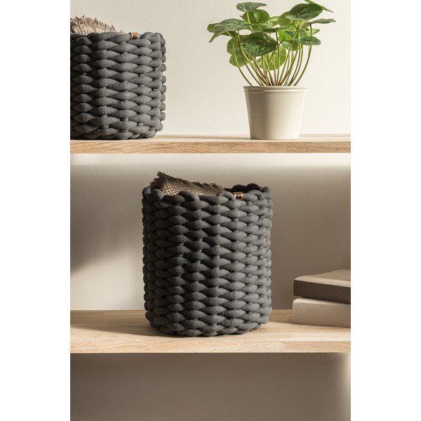 Textil tárolókosár ø 25x25 cm Peach Skin Round M – Bigso-image-1