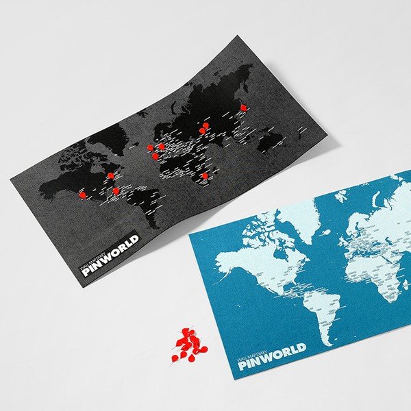 Pin World Mini fekete falitérkép, 77 x 48 cm - Palomar-image-4