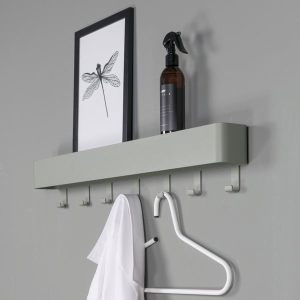 Szürkészöld fém fali fogas polccal 72 cm Dax Play – Spinder Design-image-4