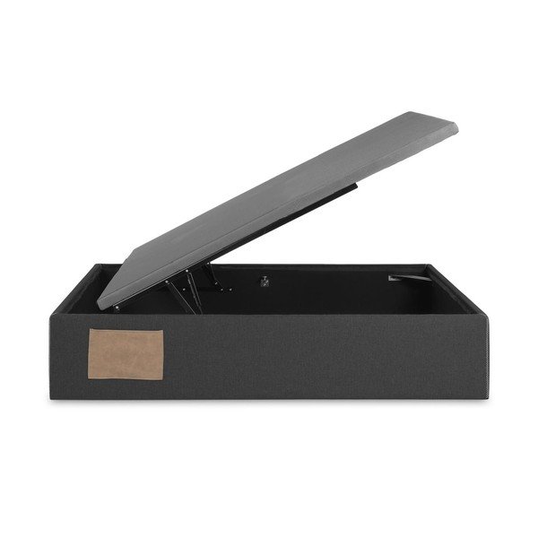 Fekete kárpitozott ágyneműtartós egyszemélyes ágy 90x190 cm Matters – Kave Home-image-2