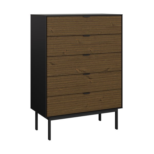 Fekete-barna magas komód borovi fenyő dekorral 80x111 cm Soma - Tvilum-image-2