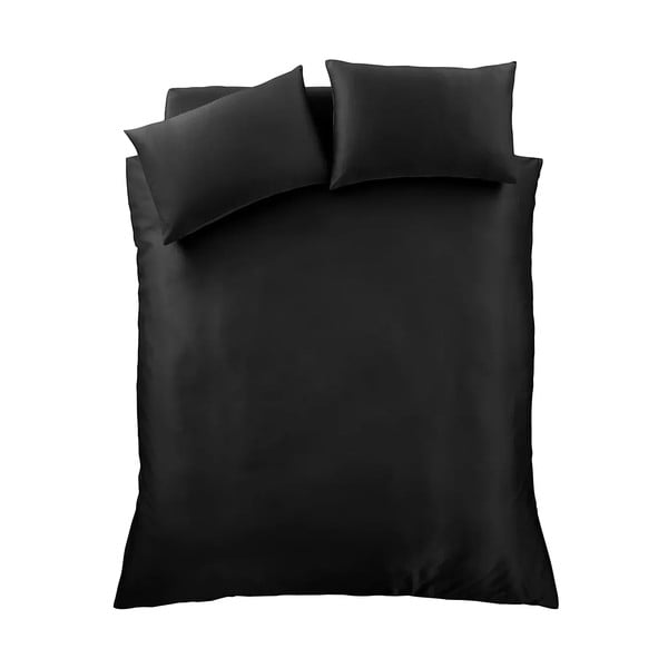Fekete egyszemélyes szatén ágyneműhuzat 135x200 cm Silky Soft – Catherine Lansfield