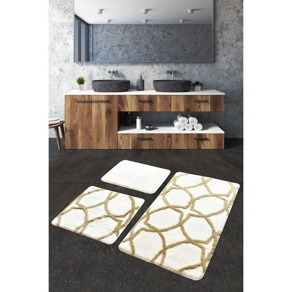 Barna-krémszínű fürdőszobai kilépő szett 3 db-os 100x60 cm Bonne – Foutastic-image-2