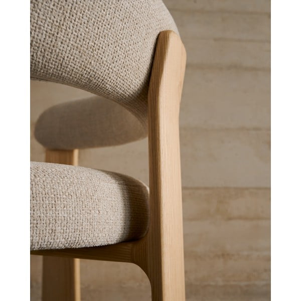 Bézs-natúr színű kőrisfa karfás étkezőfotel Granite – Kave Home-image-2