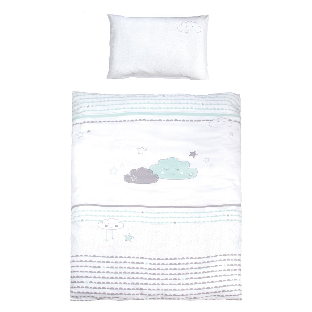 Fehér pamut gyerek ágyneműhuzat babaágyhoz 100x135 cm Happy Cloud Roba