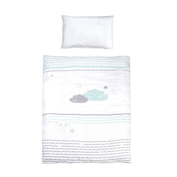 Fehér pamut gyerek ágyneműhuzat babaágyhoz 100x135 cm Happy Cloud – Roba