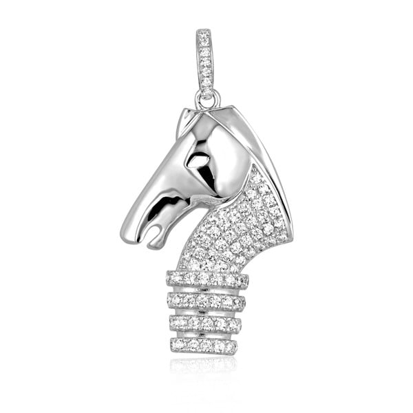 Horseman ezüst medál fehér cirkonnal - Swarovski Elements Crystals