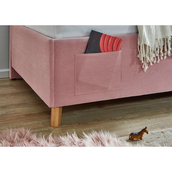 Rózsaszín kárpitozott sarok gyerekágy ágyrács nélkül 90x200 cm Cool – Meise Möbel-image-3