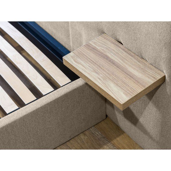 Bézs kárpitozott franciaágy tárolóhellyel, ágyráccsal 160x200 cm Blandine – Bobochic Paris-image-4