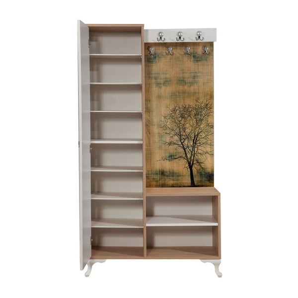 Inci Tree barna-fehér tükrös előszoba szekrény, magasság 196 cm-image-2