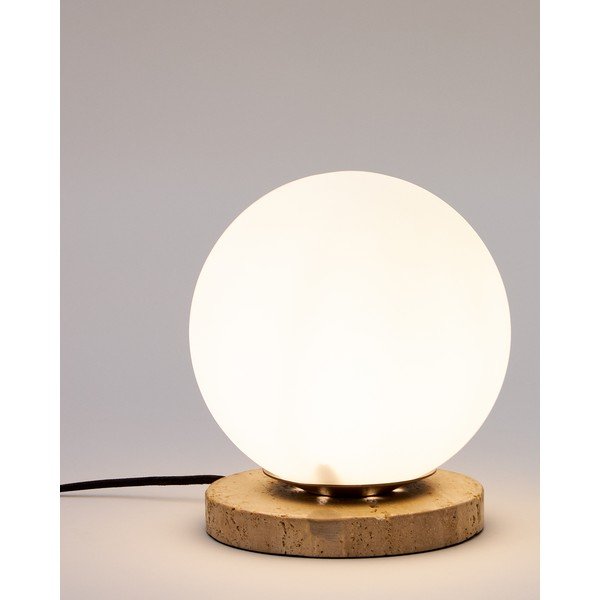 Fehér asztali lámpa üveg búrával (magasság 22 cm) Malachi – Kave Home-image-3