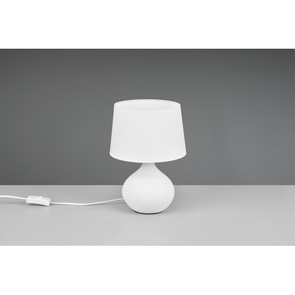 Martin fehér kerámia-szövet asztali lámpa, magasság 29 cm - Reality-image-3