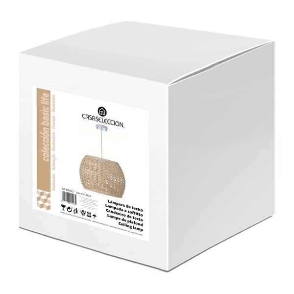 Natúr színű rattan mennyezeti lámpa rattan búrával ø 35 cm Natural Way – Casa Selección-image-3