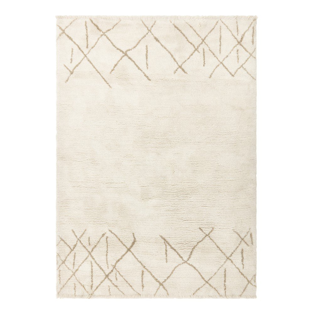 Krémszínű mosható-kézi szövésű gyapjú szőnyeg 120x170 cm Azera Crosshatch Asiatic Carpets