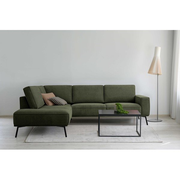 Sötétzöld zsenília sarokkanapé (bal oldali-L alakú) Amsterdam – Scandic-image-1