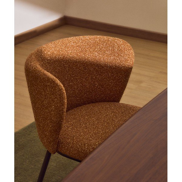 Terrakotta színű kárpitozott étkezőfotel Ciselia – Kave Home-image-2