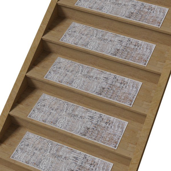 Szürke-bézs pamut lépcsőszőnyeg szett 16 db-os 25x65 cm Milano Bej – Vitaus-image-1