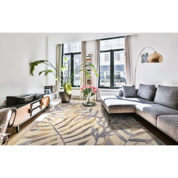 Bézs gyapjú szőnyeg 133x180 cm Florid – Agnella-image-1