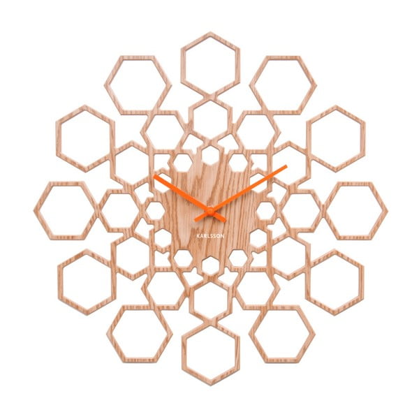 Sunshine Hexagon falióra fa dekorral - Karlsson