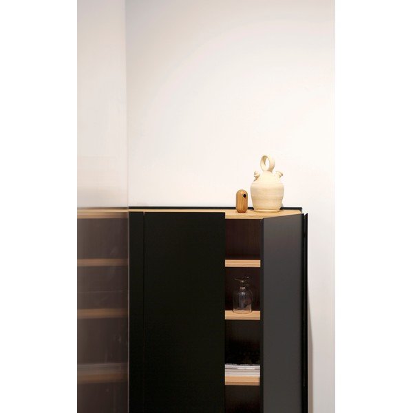 Fekete magas komód tölgyfa dekorral 95x120 cm Arista – Teulat-image-3