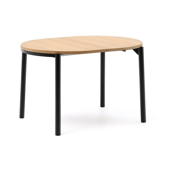 Natúr színű bővíthető étkezőasztal tölgyfa dekoros asztallappal 90x120 cm Montuiri – Kave Home-image-2