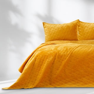 Sárga bársony steppelt ágytakaró 260x280 cm Laila – AmeliaHome