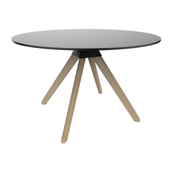 Cuckoo fekete étkezőasztal bükkfa lábakkal, ø 120 cm - Magis