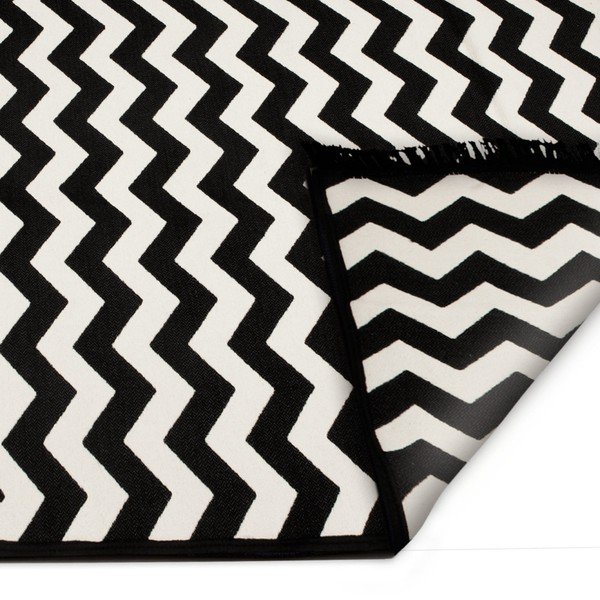 Zig Zag fekete-fehér kétoldalas szőnyeg, 140 x 215 cm-image-2