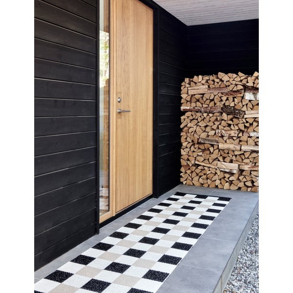 Fekete-krémszínű kültéri-beltéri futószőnyeg 70x240 cm Pix Black Vanilla – Pappelina-image-3