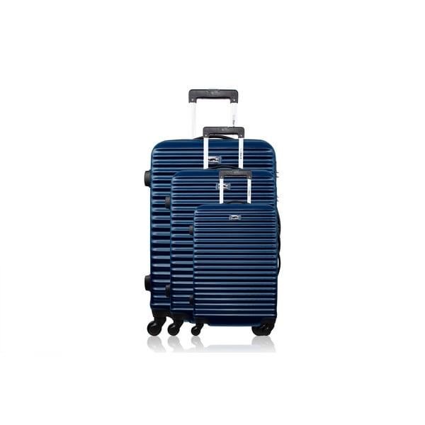 Brazilia 3 db-os kék gurulós bőrönd szett - Bluestar