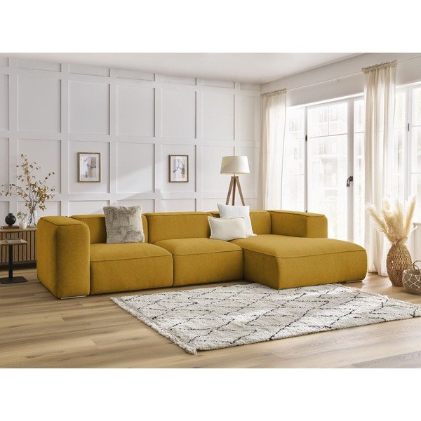 Okkersárga buklé sarokkanapé (jobb oldali) Zephyr – Bobochic Paris-image-1