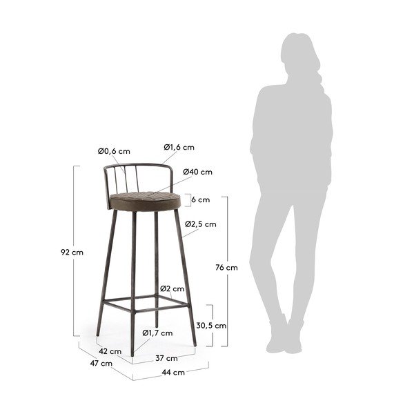 Barna bárszék, magasság 92 cm - Kave Home-image-4