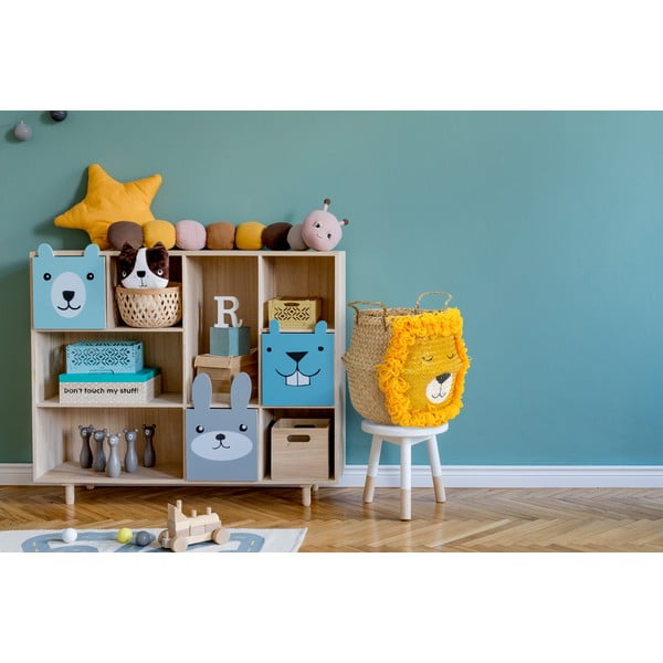 Sárga-natúr színű tengerifű játéktároló kosár ø 30x28 cm Lion – Compactor-image-2