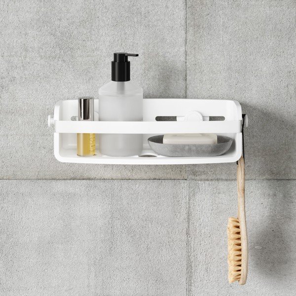 Fehér öntapadós műanyag fürdőszobai polc Flex – Umbra-image-3