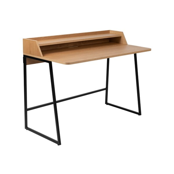 Szekreter típusú íróasztal tölgyfa dekoros asztallappal 60x120 cm Giorgio – White Label-image-2