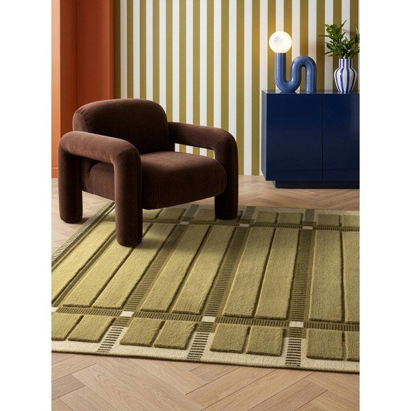 Zöld-bézs kézi szövésű gyapjú szőnyeg 120x170 cm – Asiatic Carpets-image-1