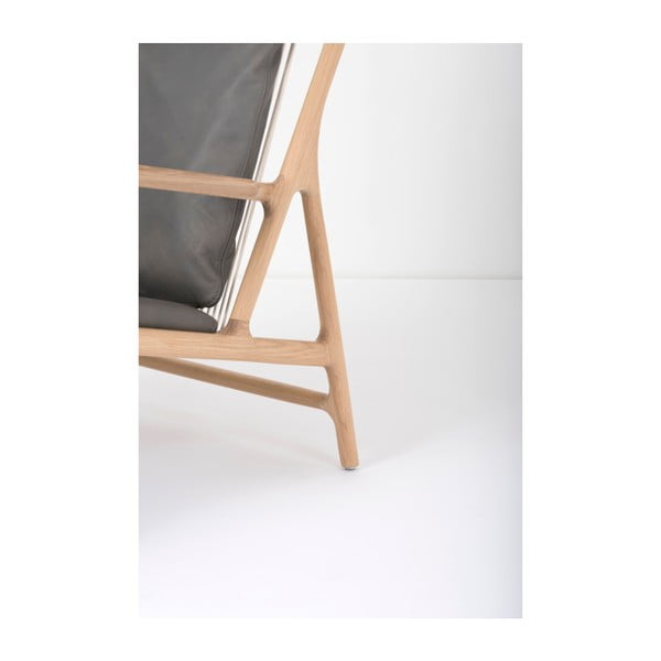 Dedo fotel tömör tölgyfa konstrukcióval, szürke bivalybőr ülőpárnával - Gazzda-image-4
