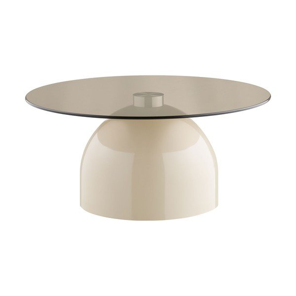 Bézs kerek dohányzóasztal üveg asztallappal ø 70 cm Ravello – House Nordic-image-2