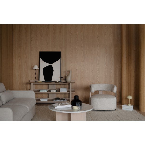 Világos natúr színű konzolasztal tölgyfa dekoros asztallappal 43x150 cm Kilian – Rowico-image-2