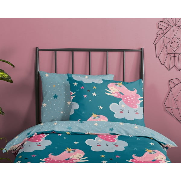 Petróleum színű pamut gyerek ágyneműhuzat babaágyhoz 120x150 cm Princesse – Good Morning-image-2