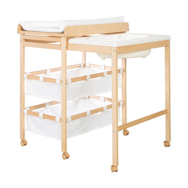 Fehér-natúr színű pelenkázó feltét nyírfa dekorral Baby Pool – Roba-image-2