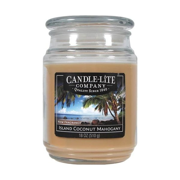Kókusz és mahagóni illatú gyertya üvegben, 110 óra égési idő - Candle-Lite