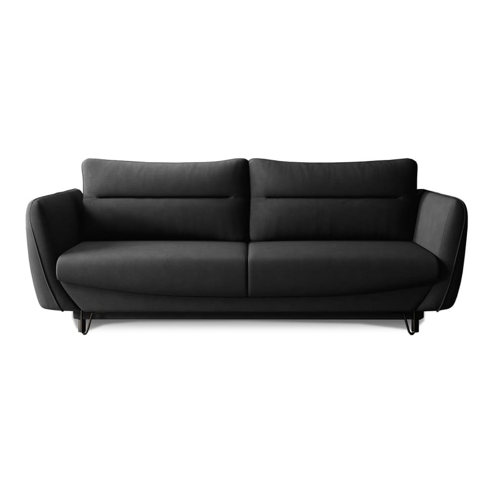 Fekete zsenília kinyitható-tárolóhelyes kanapé 236 cm Silva  ELTAP