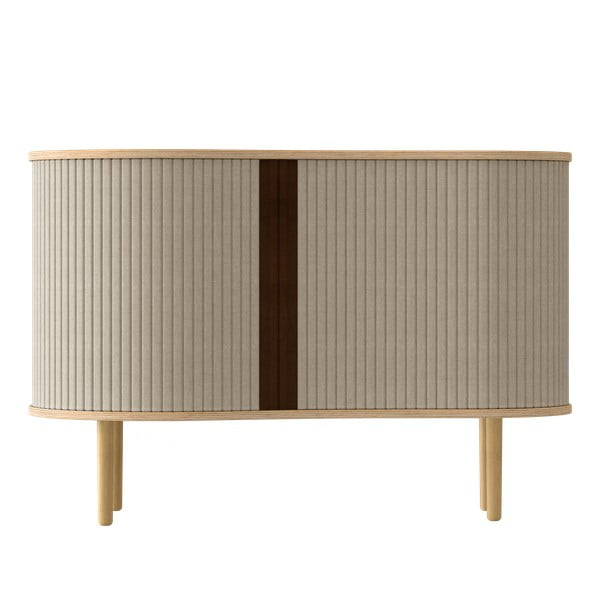 Bézs-natúr színű alacsony komód tölgyfa dekorral, tolóajtóval 100x67 cm Audacious – UMAGE-image-3