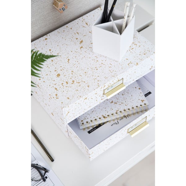 Birger aranyszínű-fehér doboz 2 fiókkal - Bigso Box of Sweden-image-3